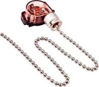 Выключатель с цепочкой для бра Rexant 270мм хром, 3А 220V картинка 